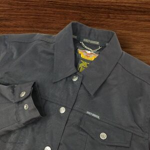 Harley Davidson Jacket Women Size Large Black Button Front Motorcycles Biker VTG
